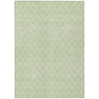 5' X 8' Mint Green And Ivory Geometric Washable Indoor Outdoor Area Rug