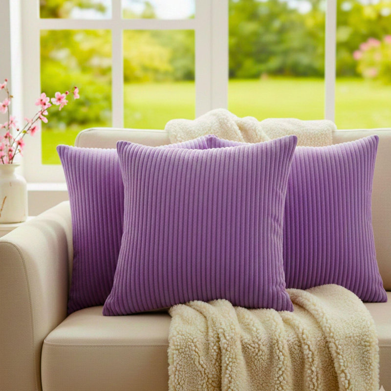Pack Of 4 Corduroy Square Scatter Cushion Cover