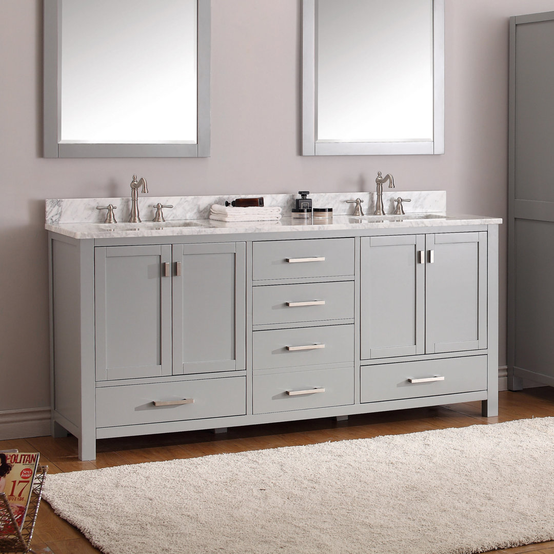 Souther 72" Double Bathroom Vanity Base Only Mercury Row® Base Color: Chilled Gray