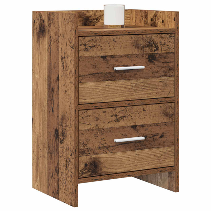 40cm W Composite Bedside Table, Old Wood