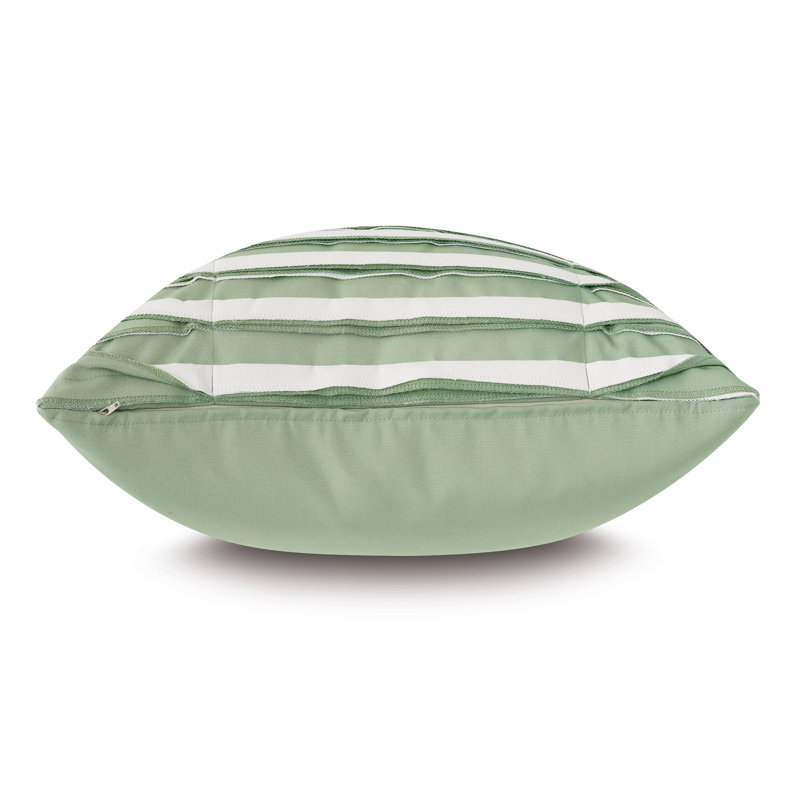 Housse et insert de coussin carré plissé d'extérieur Plisse, Voile céladon / nuage de mèche