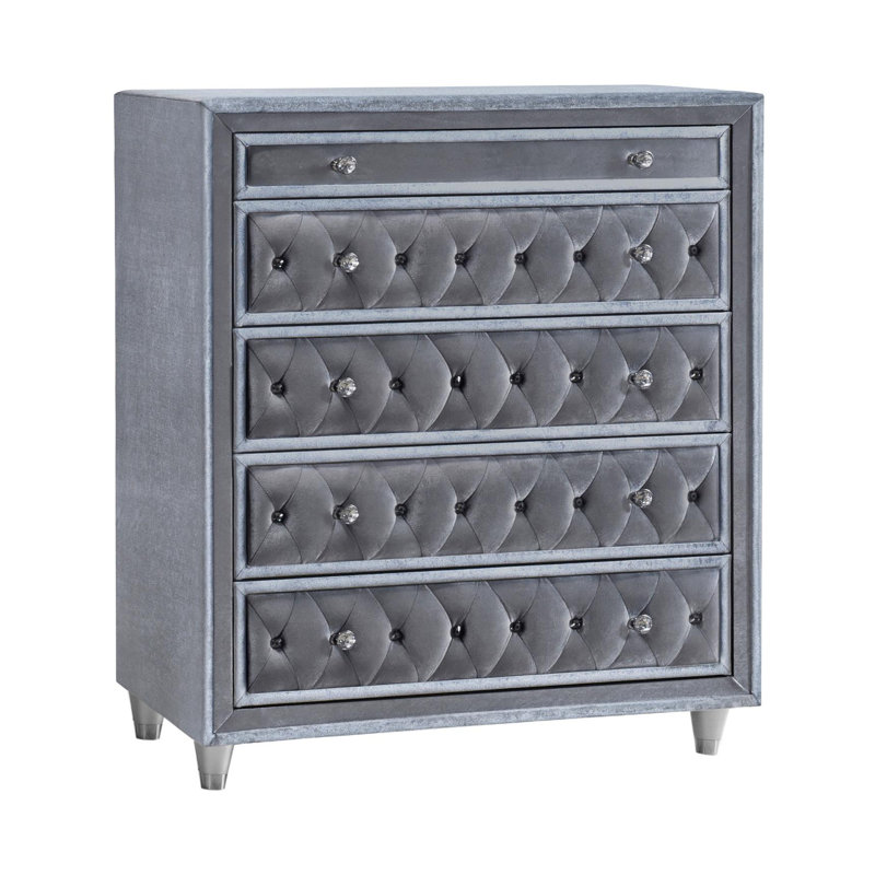 Commode à 5 tiroirs Domenick, gris