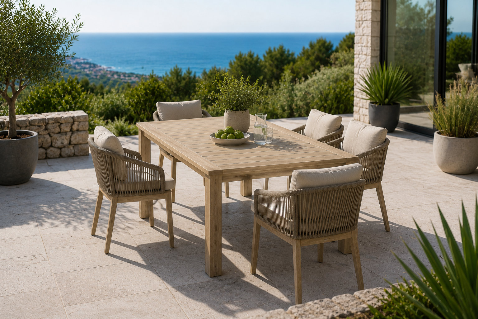 Joly Outdoor Dining Table, 30" H x 71" W x 35" D, Teak