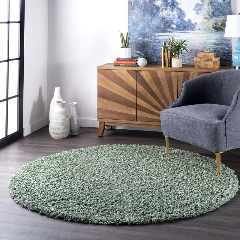 Tapis à poil long Abbiney, Rond 6 pi