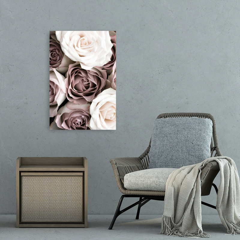 Blush And White Roses Delicate Elegant Romantic Rose Flower Nature Wall Art Print by Pictufy Studio III - Wrapped Canvas Print