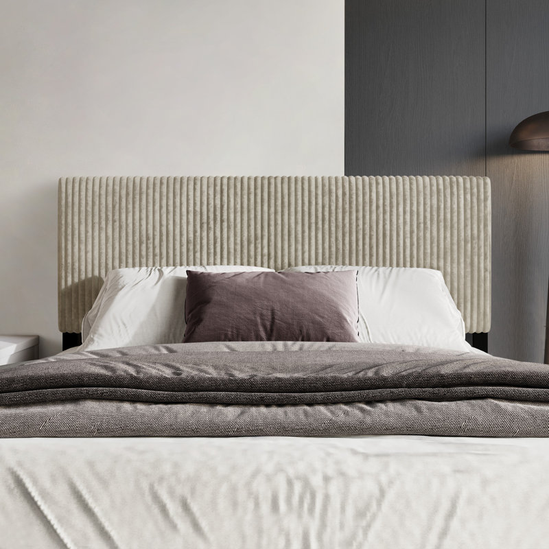 Tête de lit simple tapissier Romney, Beige clair, Lit simple
