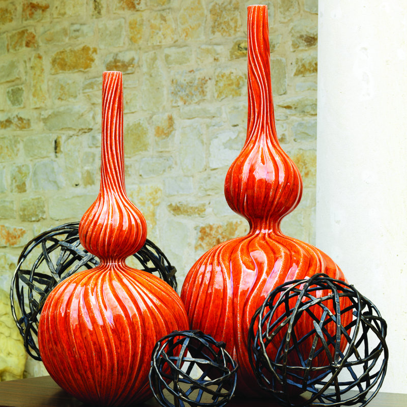 Magura Vase, 30" H x 13" W x 13" D, Mandarin