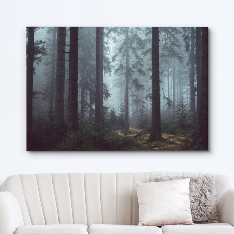 Nature, paysage, pin, forêt, brume, H 24 po x l 36 po x P 1,5 po, Toile tendue