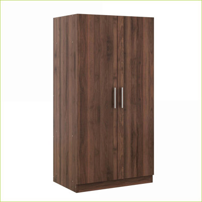 Commodes et amp; Armoire rustique 2 portes avec 3 tablettes & amp; Tringle à vêtements | Brun | Bois de pin et panneau de fibres à densité moyenne