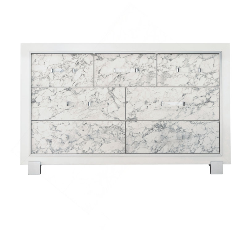 Commode 7 tiroirs minimaliste de luxe - finition marbre