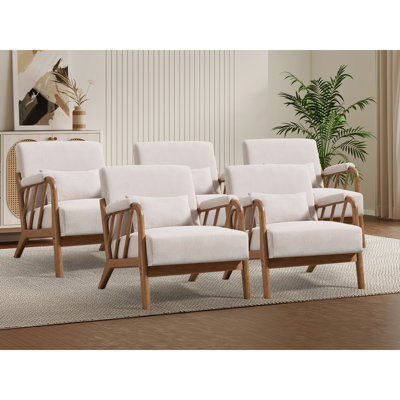27.17" Wide Modern Upholstered Solid Wood Accent Chair With An Extra Pillow(Set of 5)