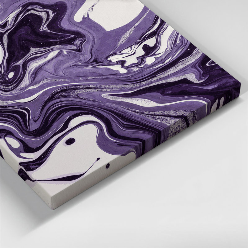 Abstrait art fluide sur toile mauve 4, H 18 po x l 12 po