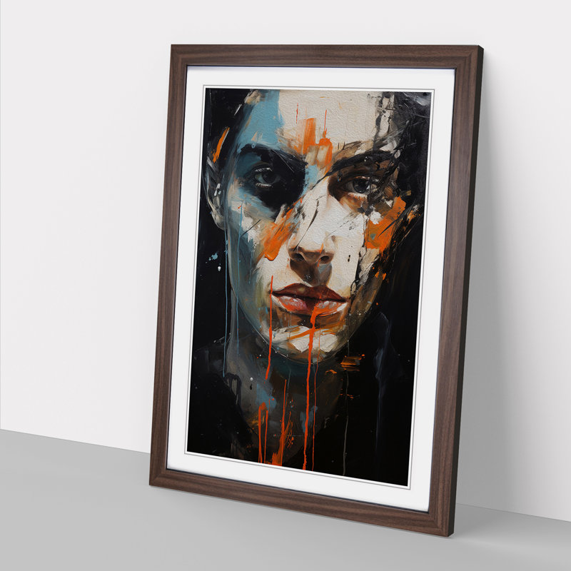 XYZ-FRM-V1223-1708 Woman Gestural 1 Piece Single Picture Frame Wall Art, 34cm H x 25cm W x 2cm D, Walnut