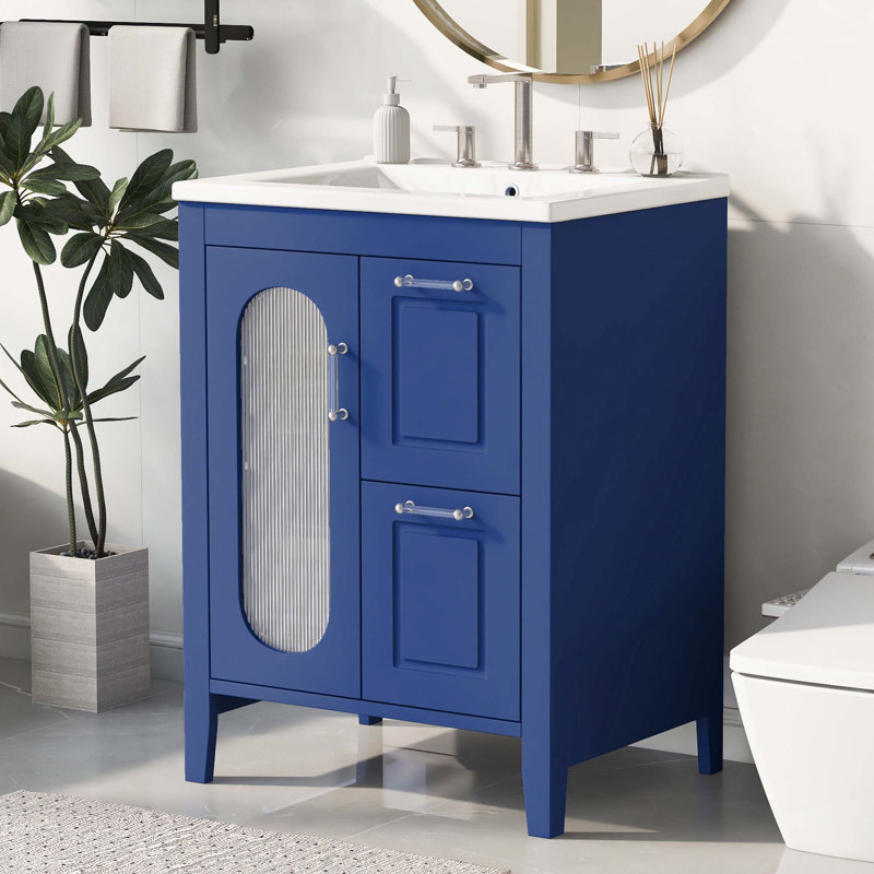 24" Bathroom Vanity With Sink, Blue
