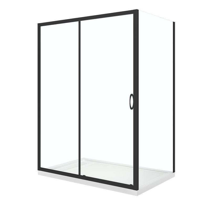 Ensemble de douche de coin droit noir mat L 60 po x l 36 po x H 72,83 po Breeze, Matte Black