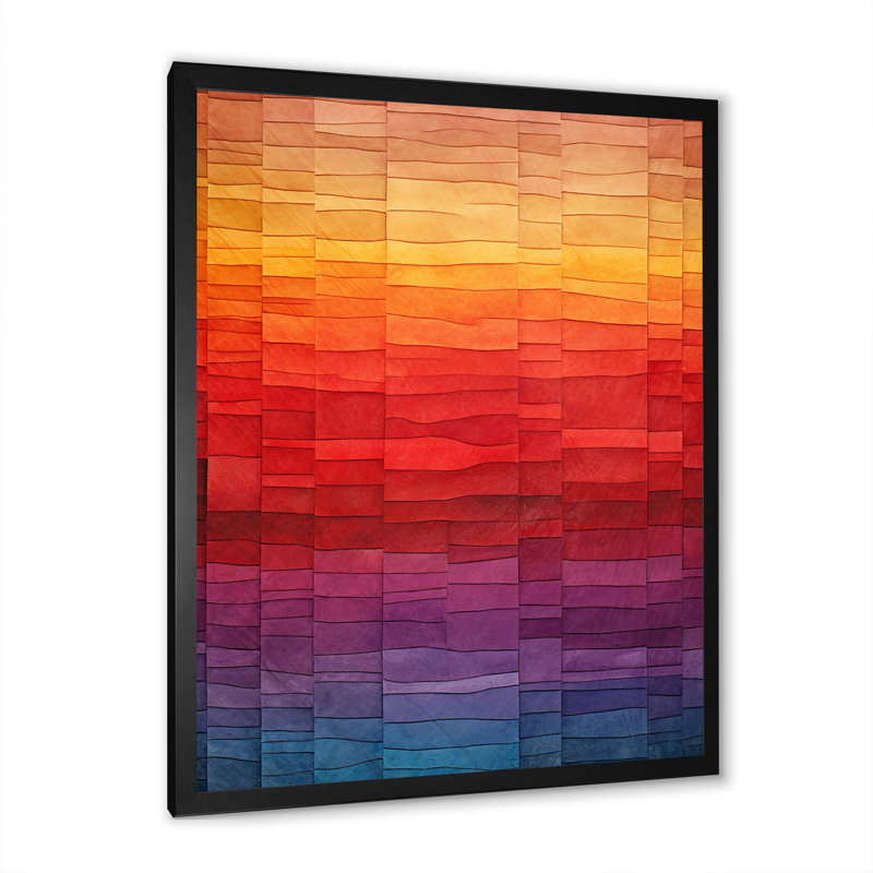 Cubic Rainbow Seven Lines - Abstract Shapes Wall Art Living Room, Cadre photo noir, H 32 po x l 16 po x P 1 po