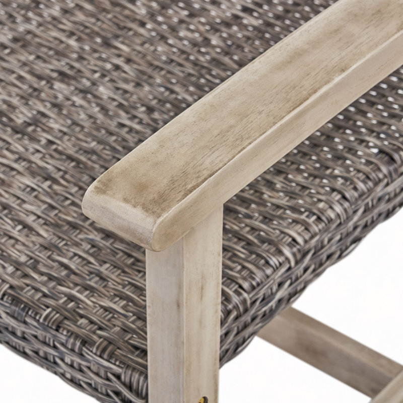 Causeuse d'extérieur en bois d'acacia, ensemble de conversation pour meubles de patio, Gris