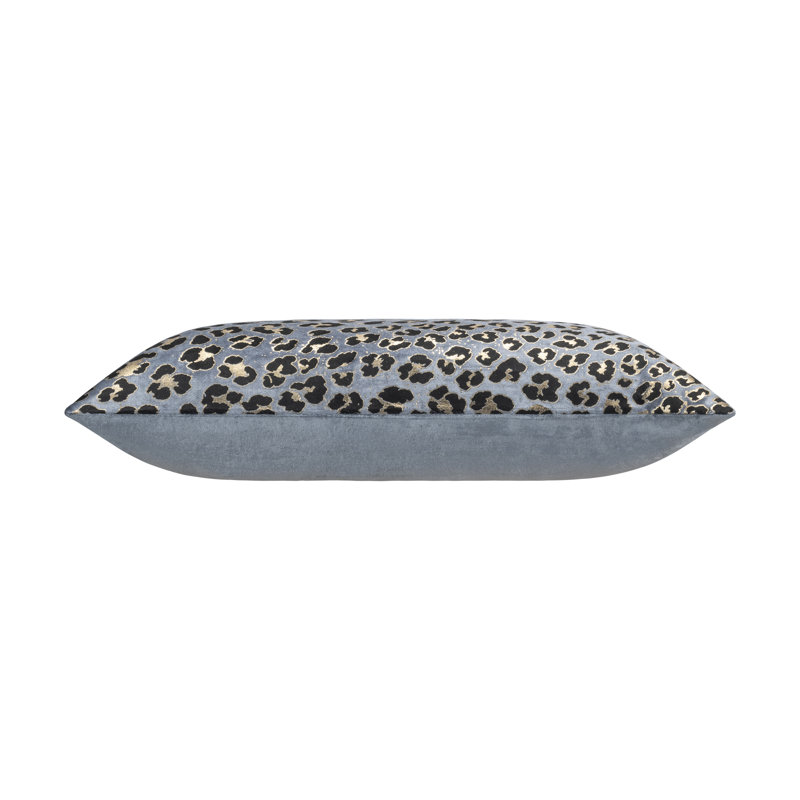 Velvet Square Pillow Cover & Insert, 22" H x 22" W, Gray/Black