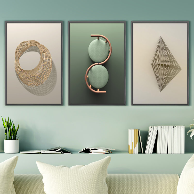Abstrait moderne - ensemble de 3 reproductions de photos sur toile, H 16 po x l 36 po x P 1,5 po, Noir