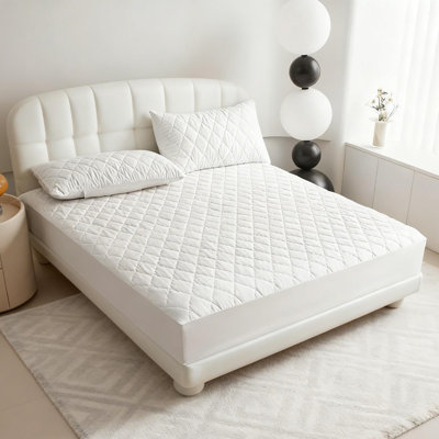 King Size Waterproof Mattress Protector, Microfiber, 16" Deep Pocket Smooth Fitted Cover, Soft Breathable & Noiseless, Vinyl-Free Machine Washable, White