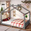 Lits en bois durable pour enfants, cadre gris moderne sans sommier