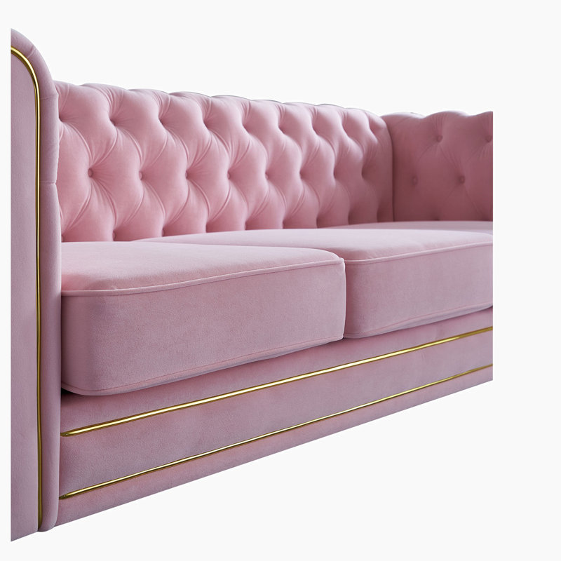 Canapé rembourré 84,65 po Glossie, Velours rose