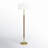 62 Inch Two-Tone Floor Lamp Fabric Drum Shade Rustic Oak Polished Nickel Contemporary Olie-1202107255