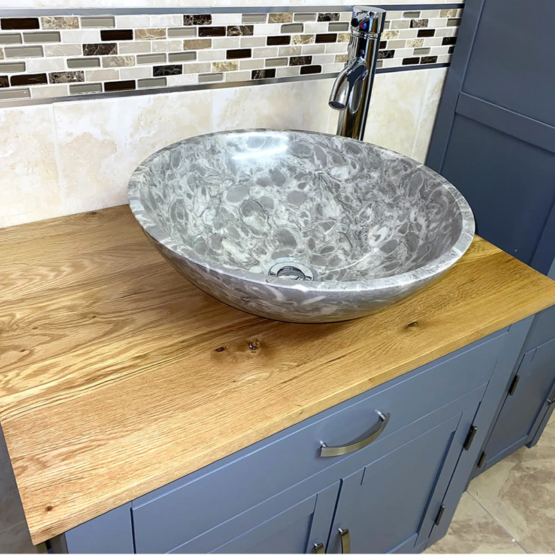 Bexhill 750mm Single Bathroom Vanity with Vessel Stone Basin, Grey