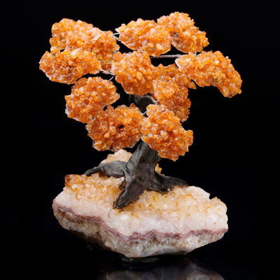 Large Citrine Gem Tree on Citrine Cluster Base