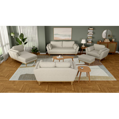 83'' Upholstered Sofa Set With Ottoman