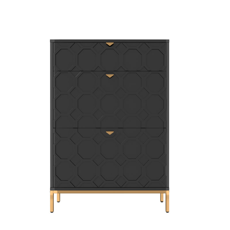 Bailes 16 Pair Shoe Storage Cabinet, Black