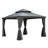 12'X12' Hardtop Gazebo Canopy,Outdoor Aluminum Gazebo With Galvanized Steel Double Roof,Permanent Gazebos With Drainage System,Curtain And Netting Included,Grey