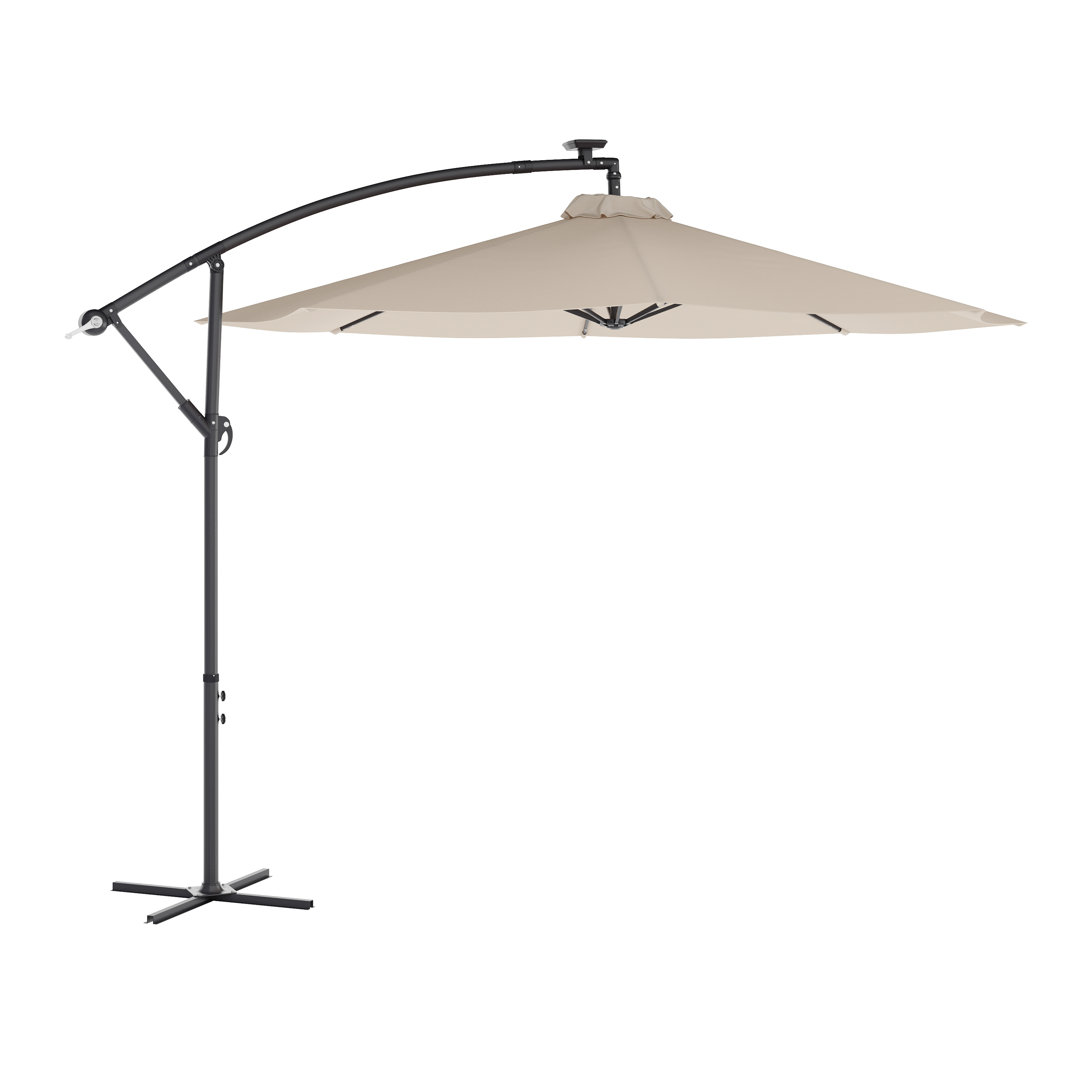 Shunichi Commercial 10 FT Solar LED Light Cantilever Umbrella with Crank and Tilt Arlmont & Co. Fabric