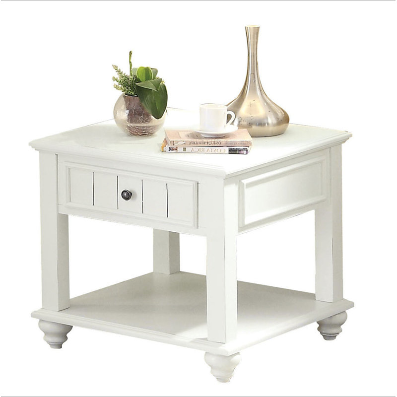 Table de bout blanche avec tablette inférieure