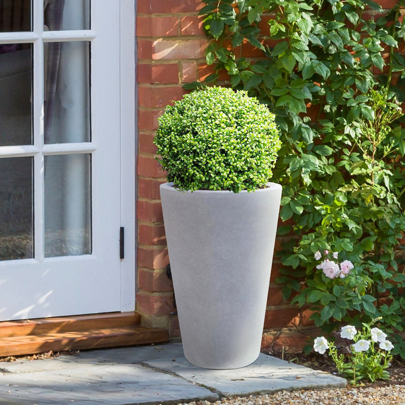 Fibreglass Plant Box, Stone Grey, 51cm H x 32cm W x 32cm D