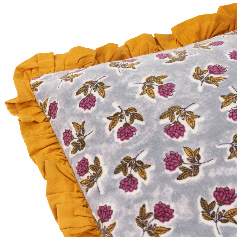 Kemble Floral Square Cushion, Purple/Yellow Floral 