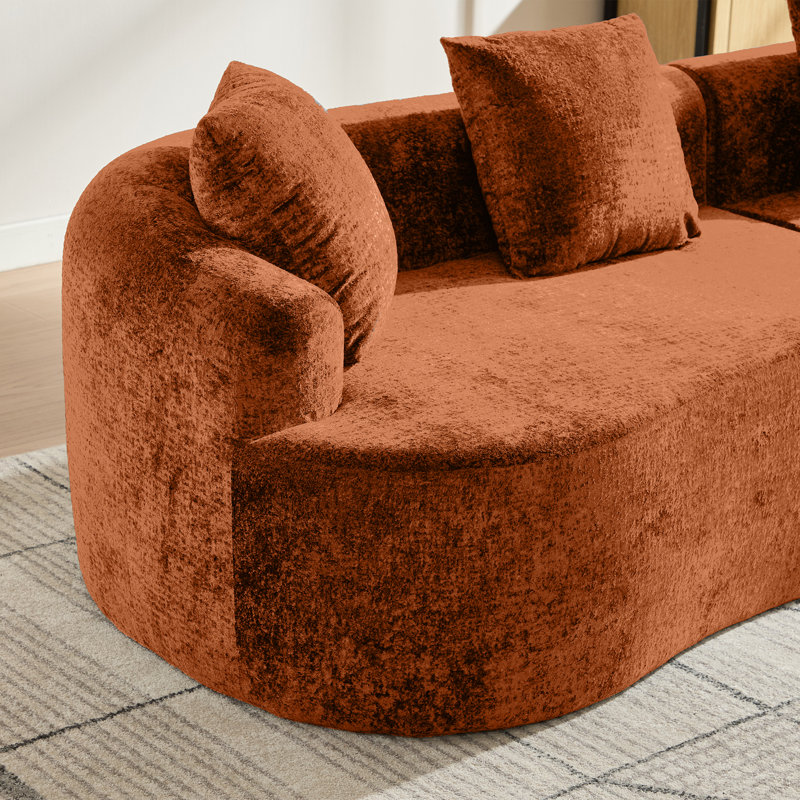 Boneless 110" Oversized Sectional Sofa for Living Room, Modern Luxury Plush Chenille 4-Seater Extra Deep & Wide Seat Curved Cloud Couch with 4 Throw Pillows, No Assembly Needed