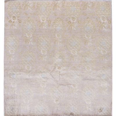 Sona Silk Geometric Area Rug in Rose/Camel