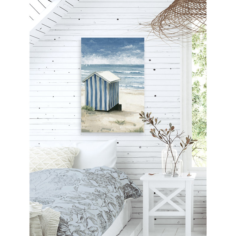 «Striped Beach Hut» par Marmont Hill - peinture sur toile tendue, H 60 po x l 40 po x P 1,5 po