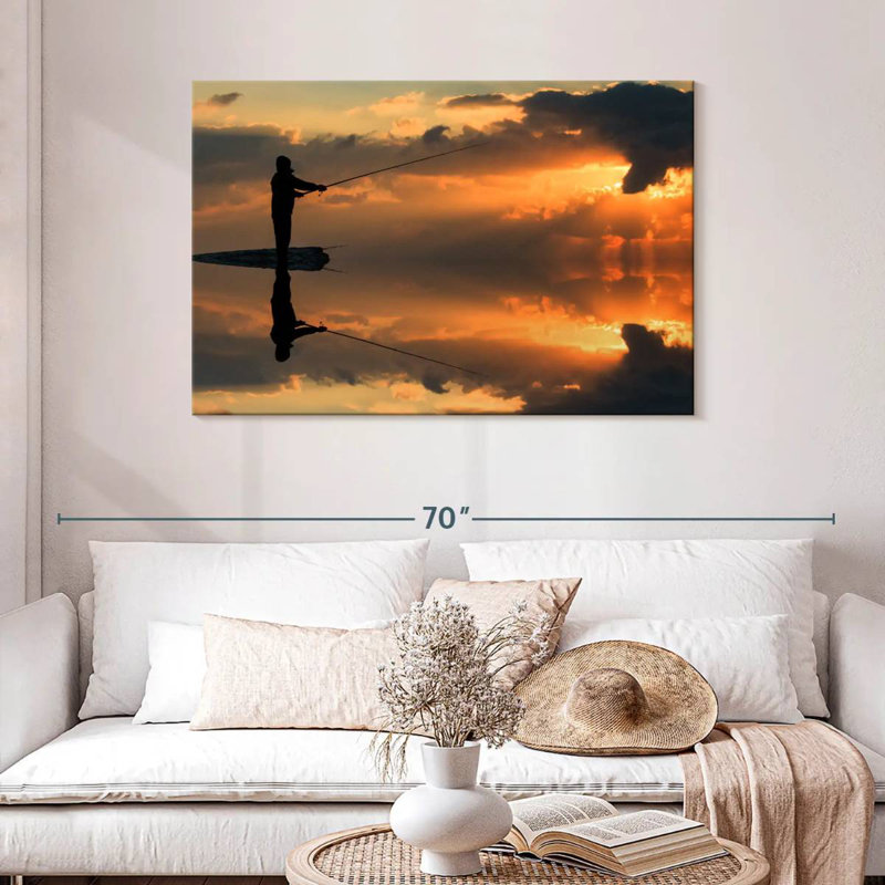 Senne pêche au coucher du soleil, H 30 po x l 45 po