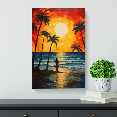 Beach Expressionism Art - Wrapped Canvas