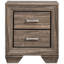 Table de chevet 2 tiroirs en taupe délavé, structure classique, double tiroir pour la commodité de la chambre à coucher, 23,5 po de largeur et 16,5 de profondeur, 27 po de hauteur, construction, organisation, hauteur
