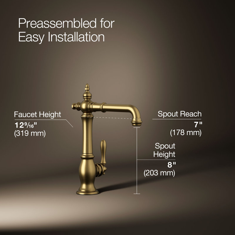 Artifacts® Bar Faucet, Vibrant Brushed Moderne Brass