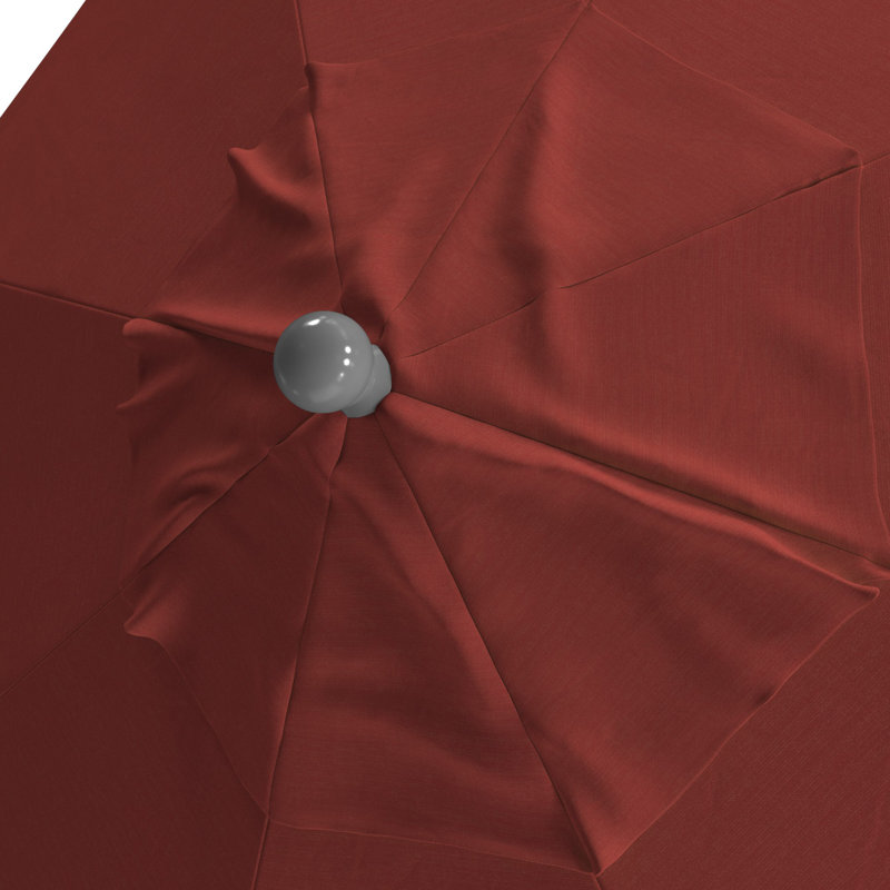 Parasol de marché Sunbrella 11 pi Lawston, Silver Anodized, Toile Sunbrella® rouge Jockey