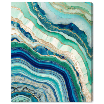 «Blue Green Abstract Agate II», art abstrait bleu sarcelle par 