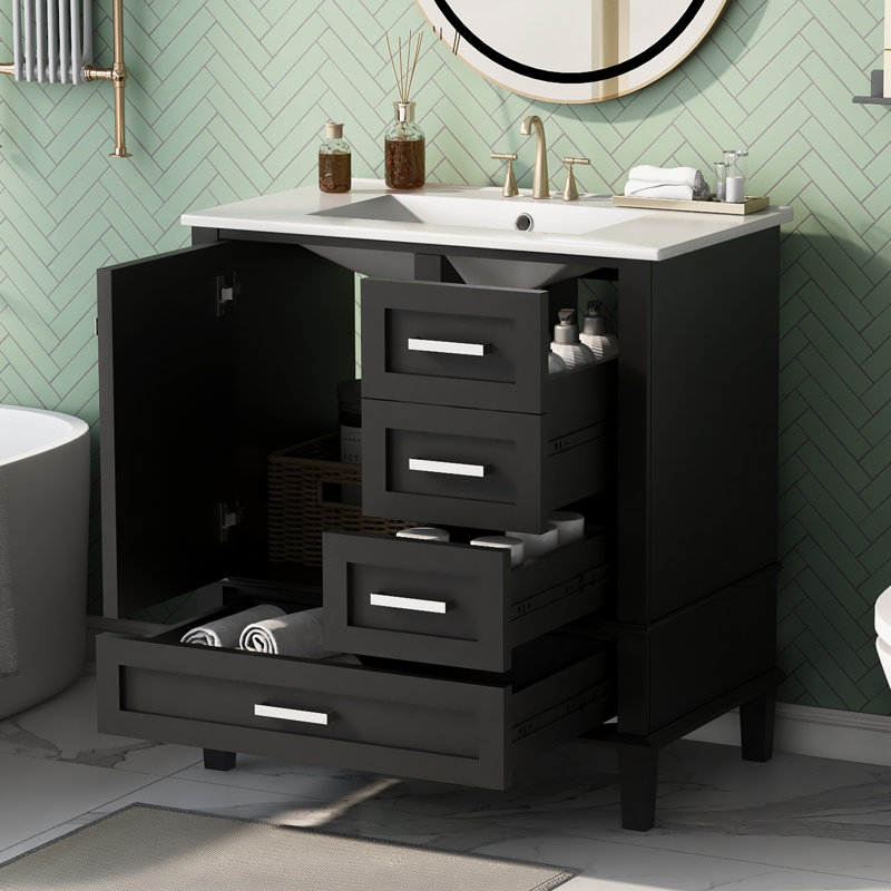 Ensemble de meuble-lavabo simple 30,03 po Megghan, Noir