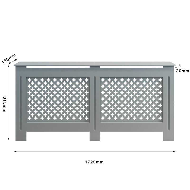 Rialto Medium Radiator Cover, 81.5cm H x 172cm W x 19cm D, Grey