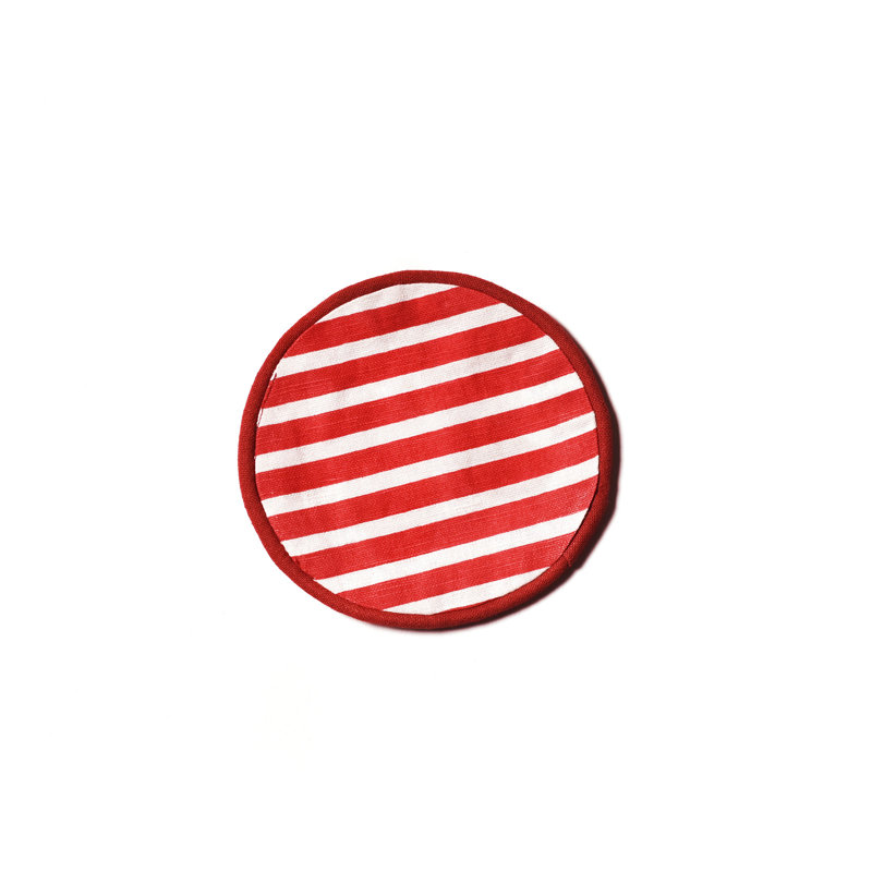 Red Stripe Round Cocktail Napkins Set Of 4