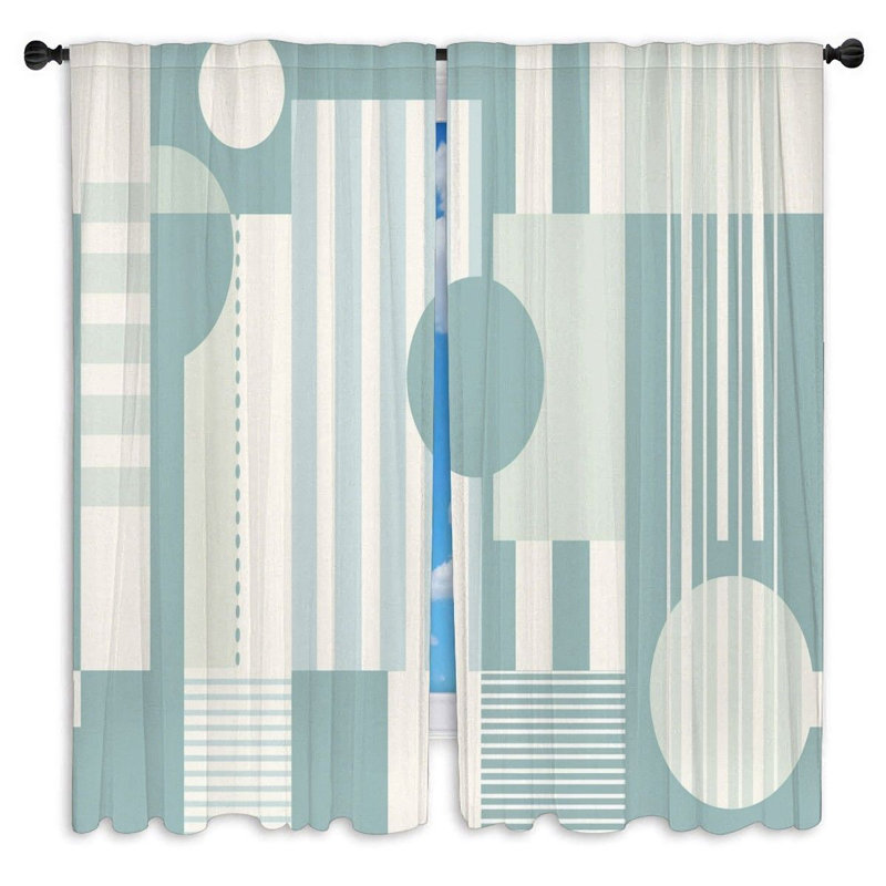 Rideaux de fenêtre à motifs géométriques et motifs abstraits - 2 panneaux, L 40 po x L 61 po