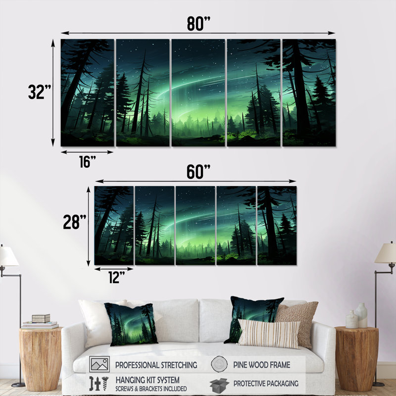 Ensemble d'art mural canadien 5 pièces, H 32 po x l 80 po